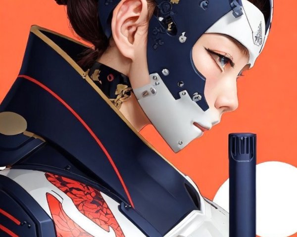 Futuristic Cybernetic Warrior with Intricate Armor