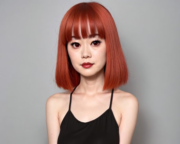 Vibrant Bob Haircut and Bold Makeup on Fair Skin