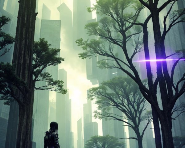 Futuristic Urban Landscape with Nature and Technology