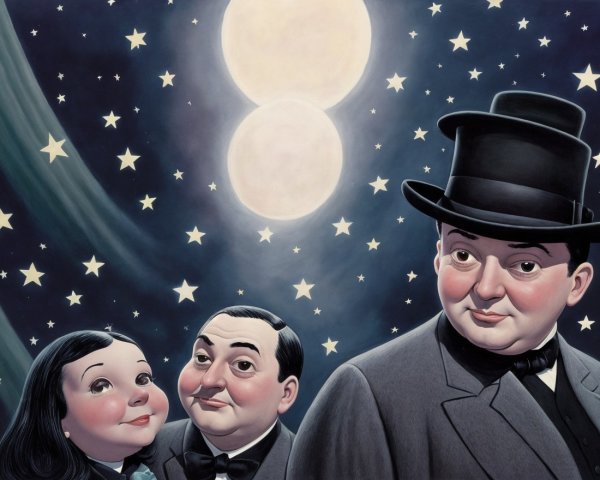 Colorful Illustration of Three Characters at Night