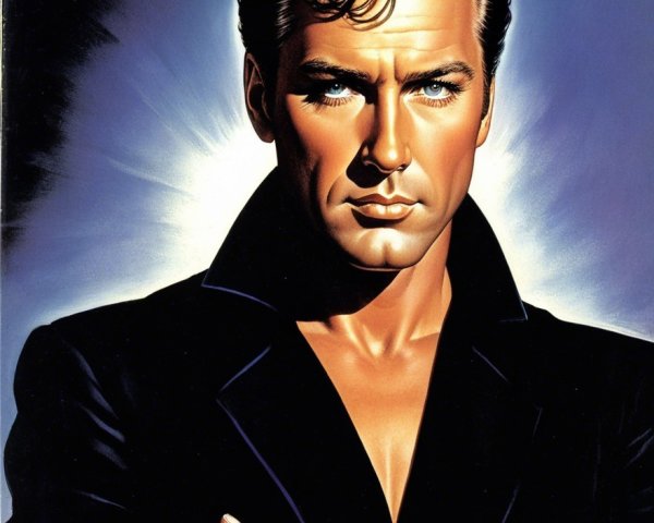 Stylized Portrait of a Handsome Man in Black Jacket