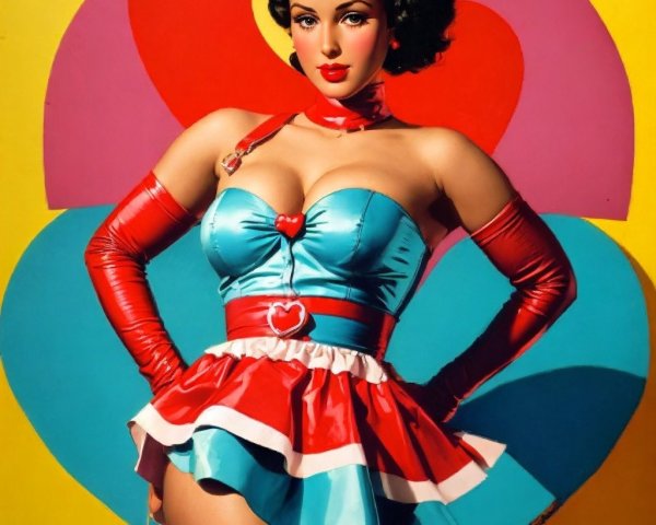 Retro-Inspired Female Character in Playful Outfit