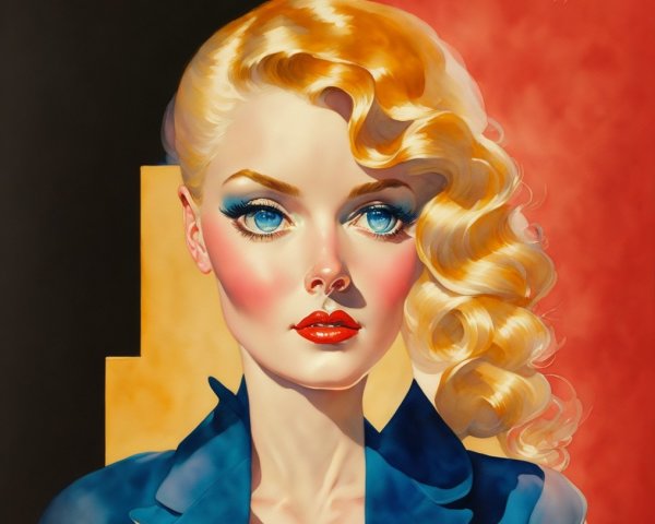 Glamorous Woman with Blue Eyes and Elegant Style