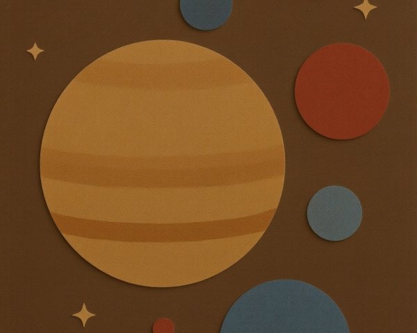 Abstract Planets on Brown Backdrop with Stars