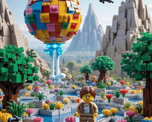 LEGO Landscape with River, Flowers, and Mountains