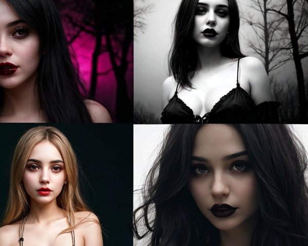 Collage of Four Portraits of Young Women with Styles