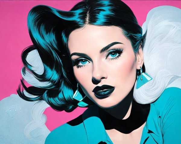 Vibrant Pop Art Portrait of Glamorous Woman