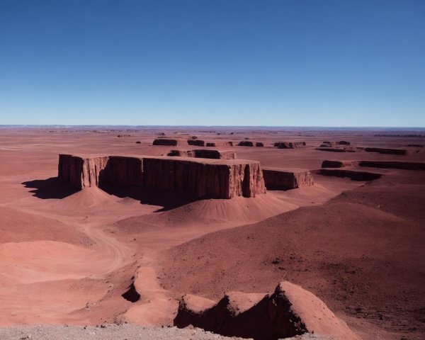 Aerial View of Red Desert Landscape with Mesas