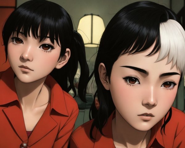 Young women with unique hairstyles in matching outfits