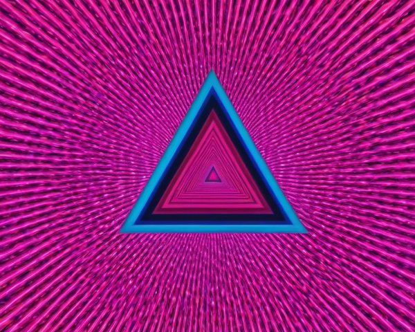 Abstract Tunnel of Nested Triangles in Vibrant Colors