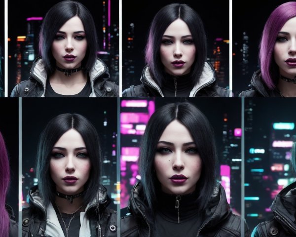 Portraits of a Woman with Colorful Bob Haircuts