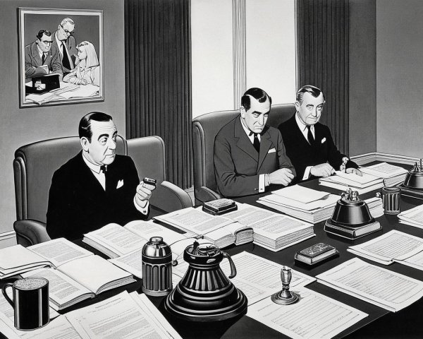 Men in Formal Attire at a Conference Table Discussion