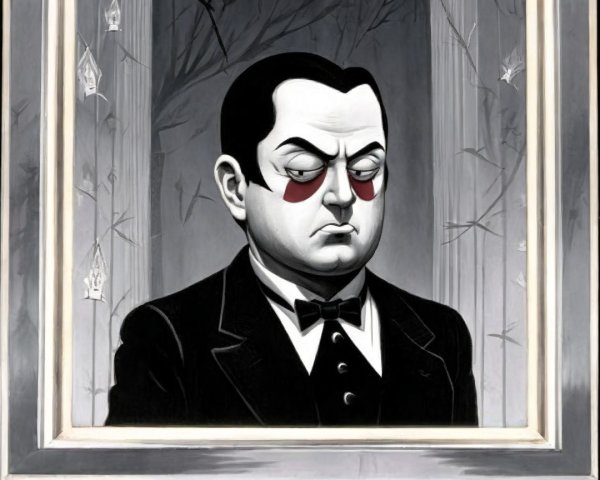 Black and White Portrait of a Man in Formal Attire