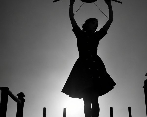 Silhouetted Figure with Ornate Lamp at Sunset