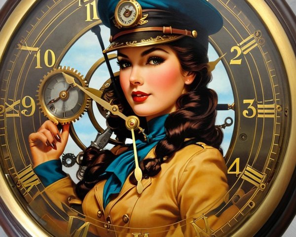 Vintage Clock with Glamorous Military-Inspired Design