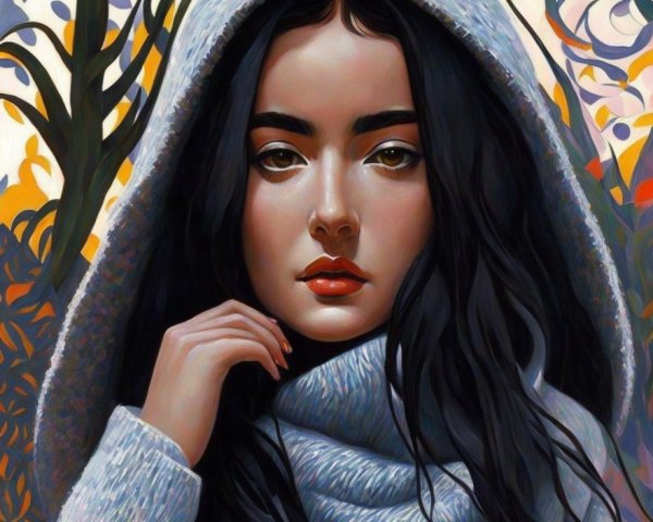 Serene Portrait of a Young Woman in Twilight Setting