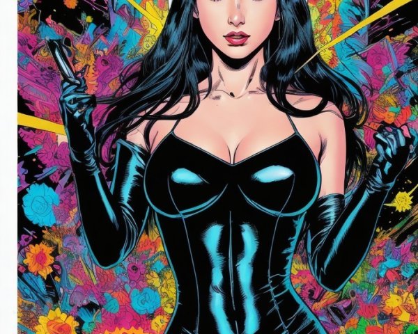 Comic Book Cover with Female Character in Bodysuit