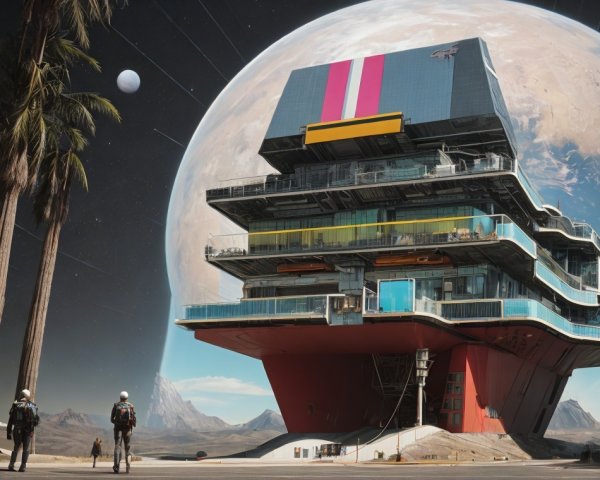 Futuristic Building in Extraterrestrial Landscape