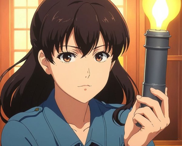 Anime-style portrait of a young woman with brown hair