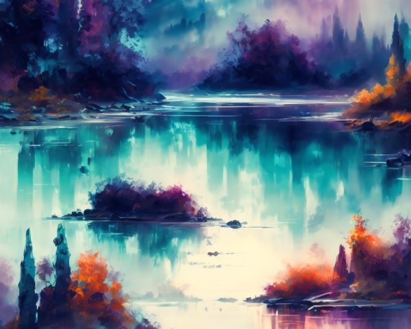 Tranquil River Landscape at Sunset with Lush Trees