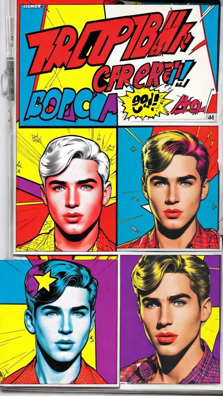 Vibrant Comic-Style Artwork of Three Male Faces