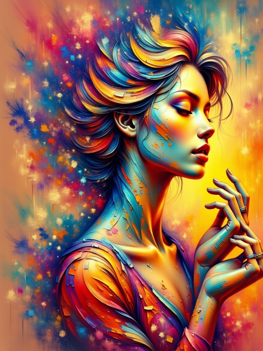 Stylized portrait of a woman with vibrant colors