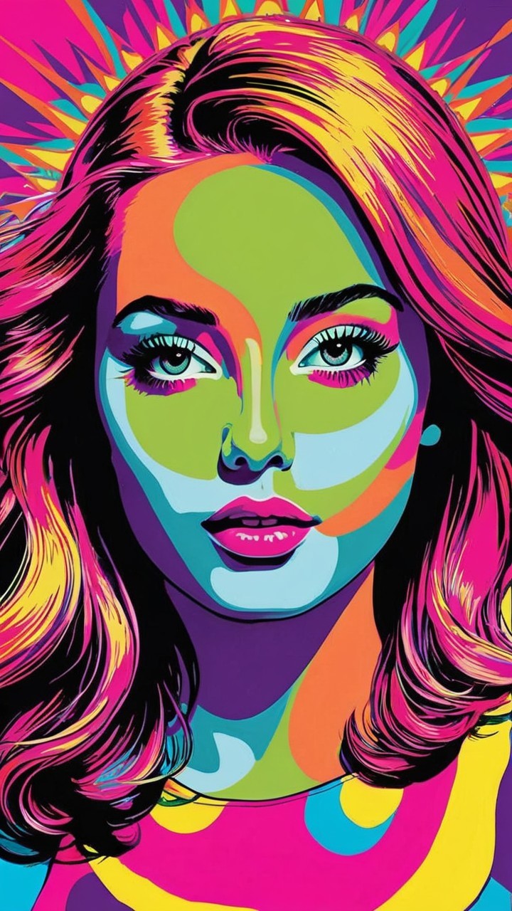 Psychedelic Portrait of a Woman with Vibrant Colors
