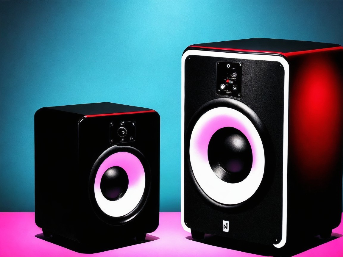 Modern Audio Speakers on Vibrant Blue Background