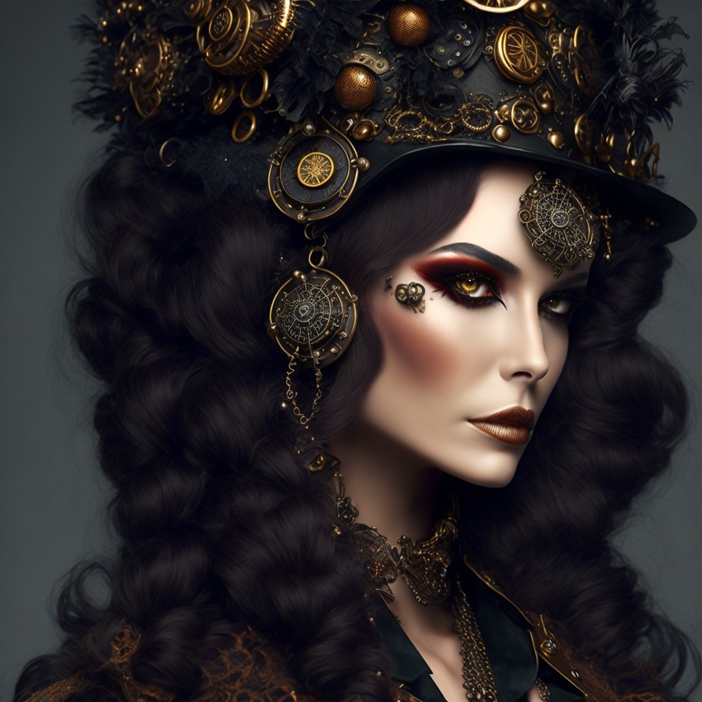 Portrait of a Woman with Dramatic Makeup and Hat