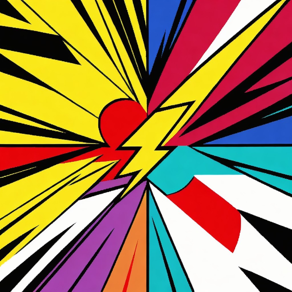 Vibrant Composition of Bold Colors and Angular Lines