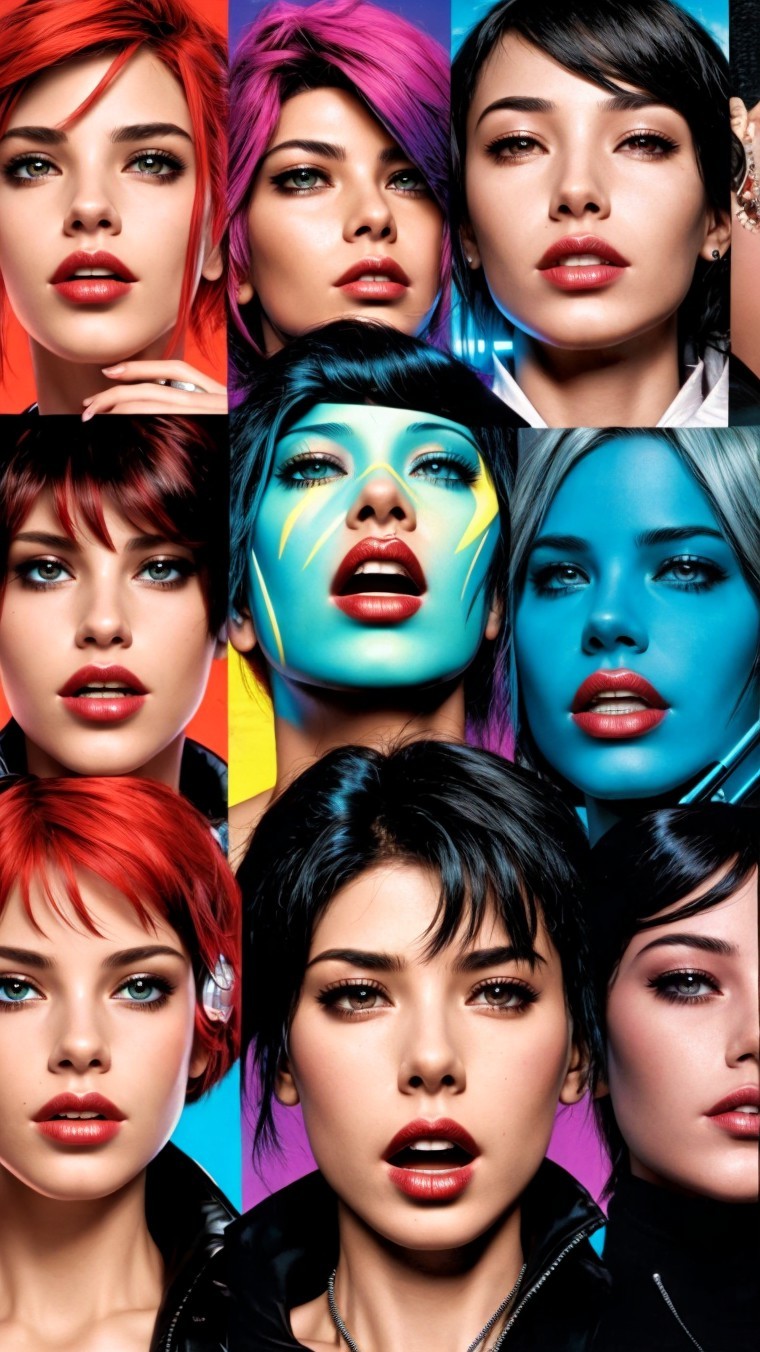 Vibrant Collage of Diverse Hairstyles and Makeup Looks