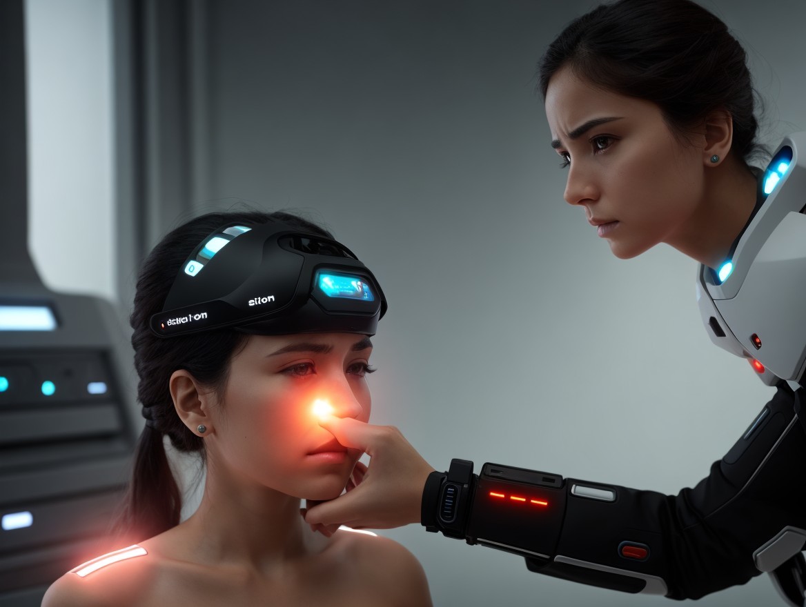 Futuristic Interaction with High-Tech Medical Elements