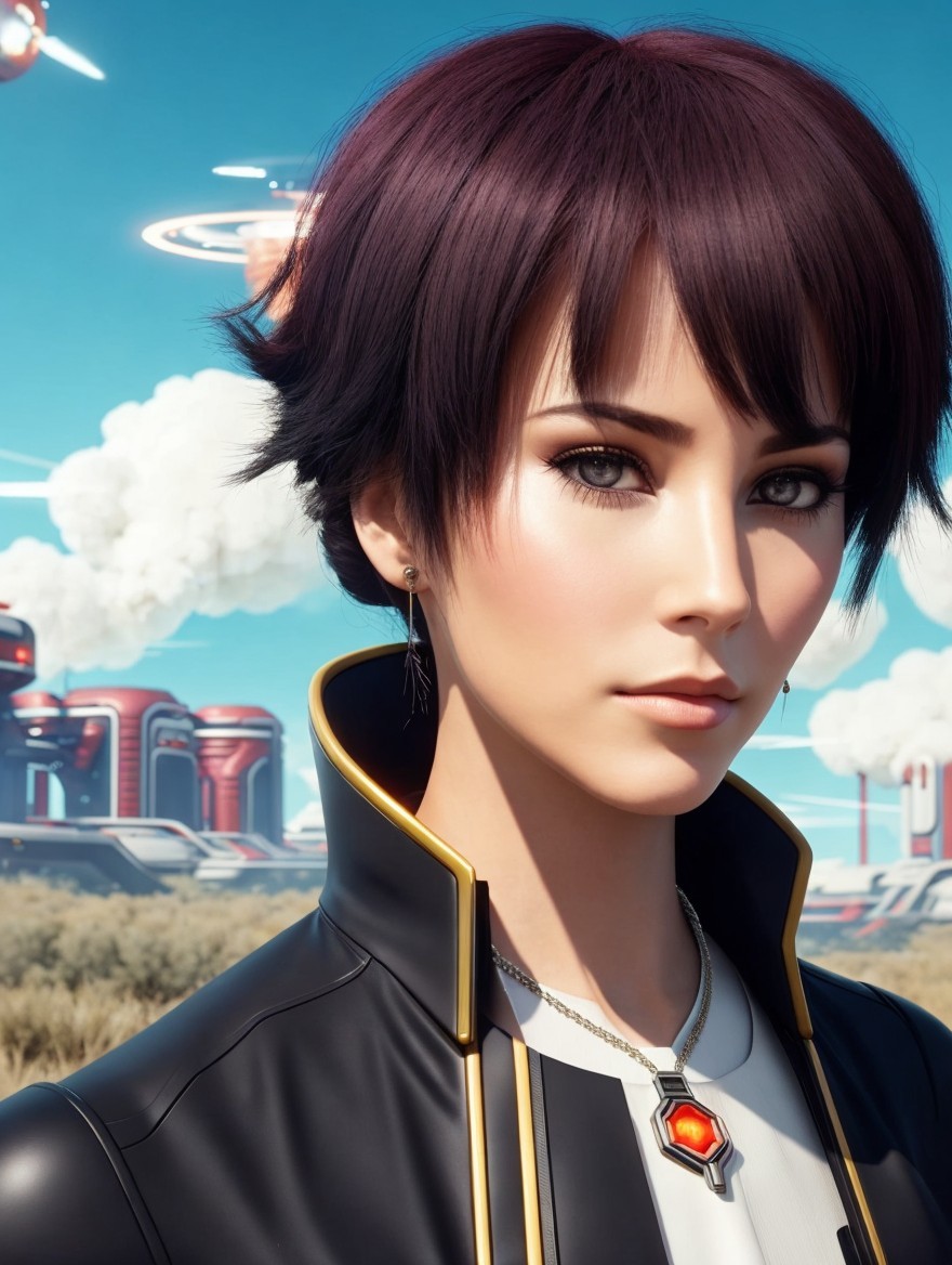 Digital Portrait of a Young Woman in Sci-Fi Setting