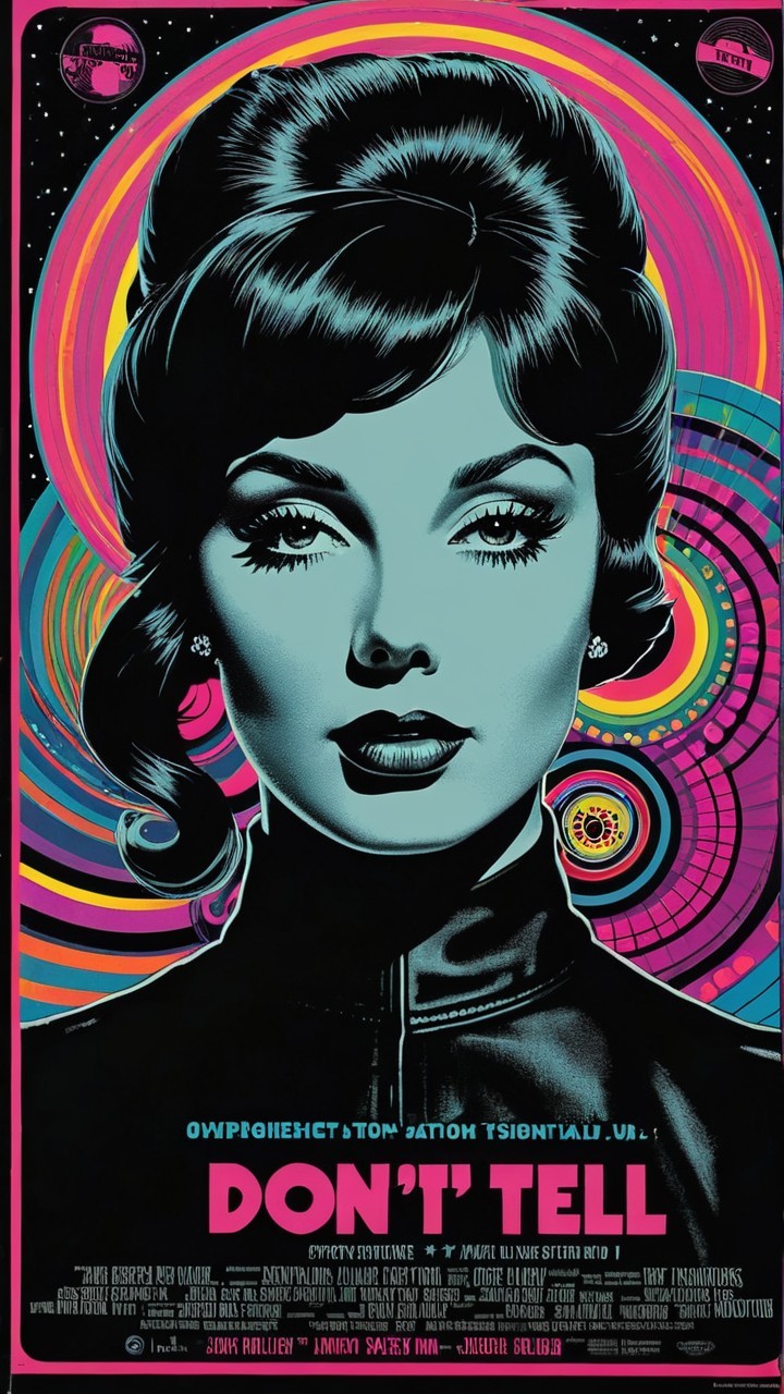 Psychedelic 1960s Poster with Vibrant Colors and Patterns