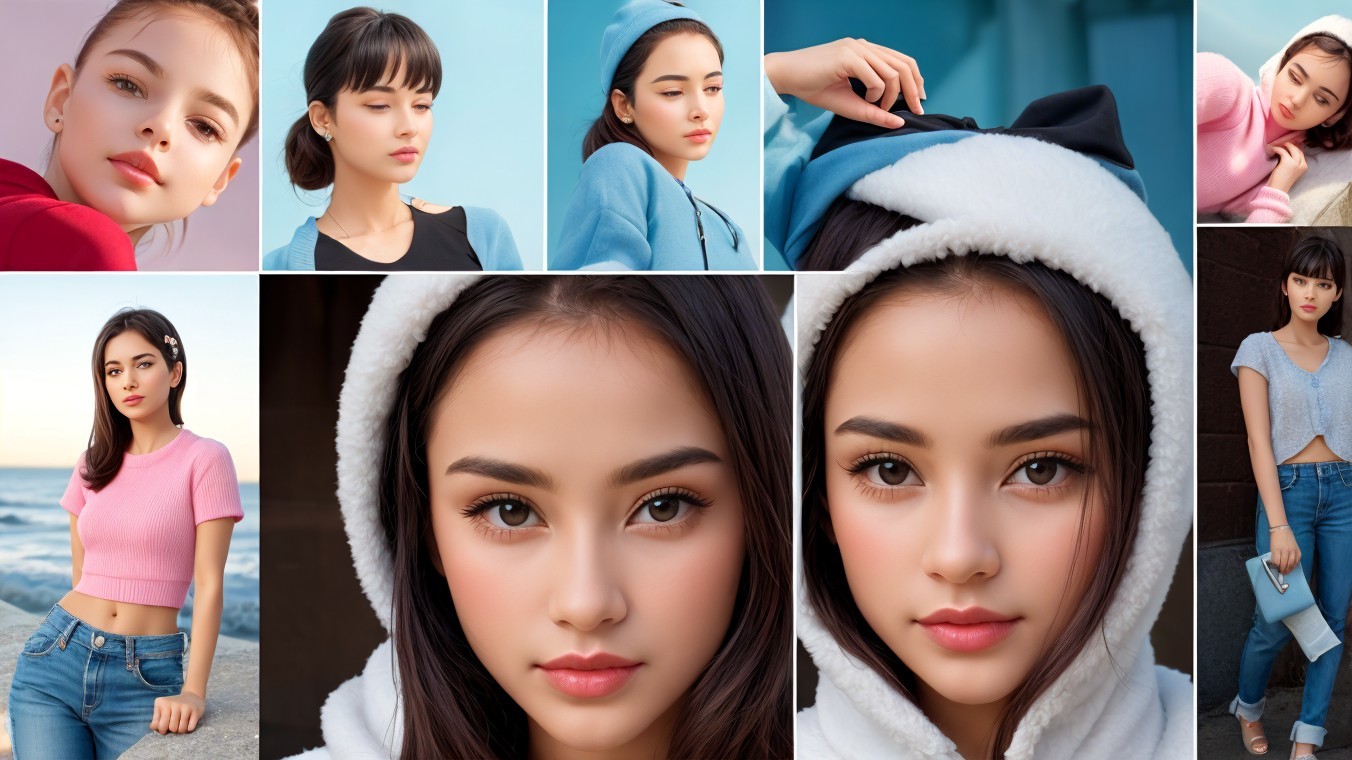 Collage of Portraits Featuring a Young Woman's Styles