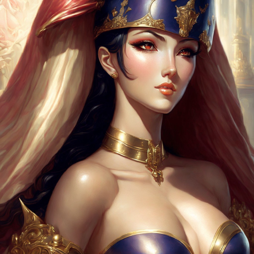 Fantasy Character with Dark Hair and Red Eyes