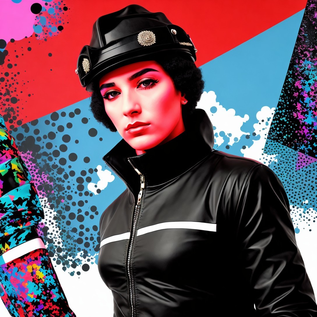 Digital Art Portrait of Woman in Black Leather Attire