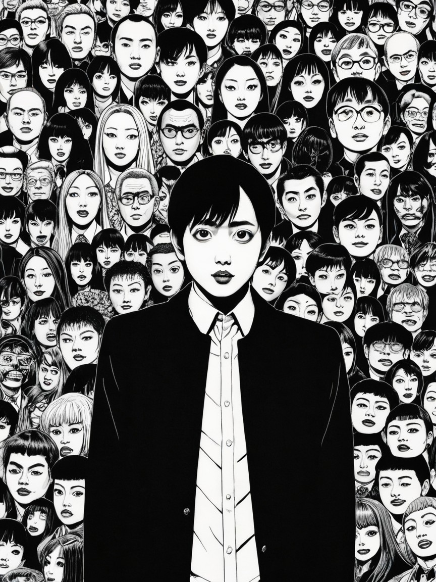 Central Figure in Dark Suit Surrounded by Diverse Faces
