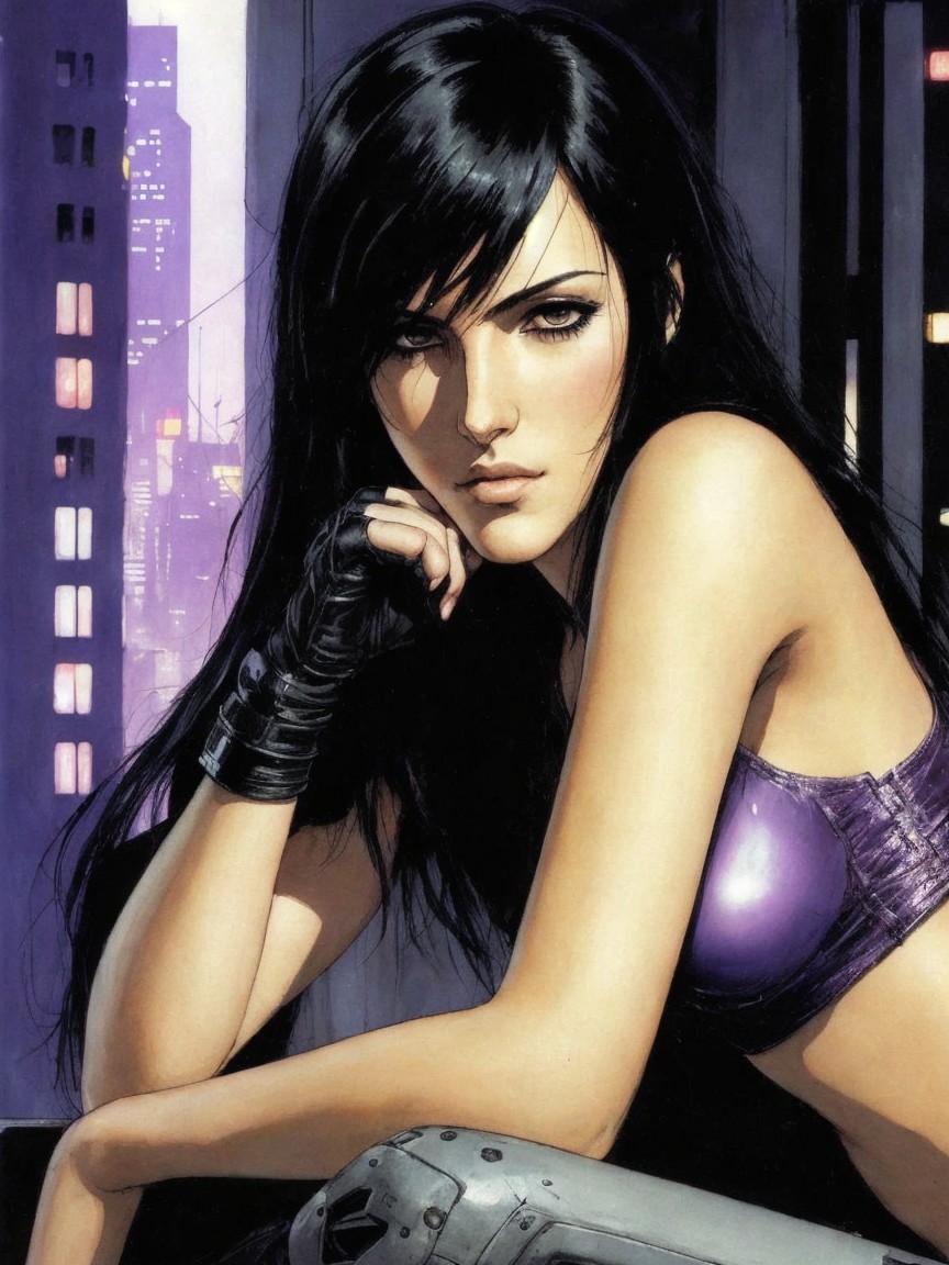Female Character in Futuristic City with Neon Lights
