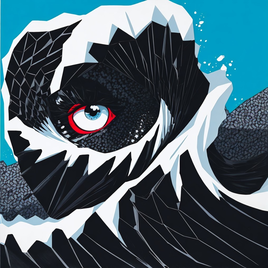 Abstract Surreal Artwork with Wave and Eye Elements