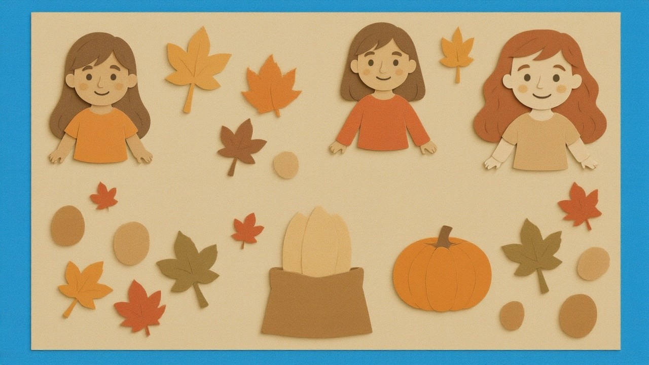Whimsical Autumn Scene with Paper Cut-Out Elements