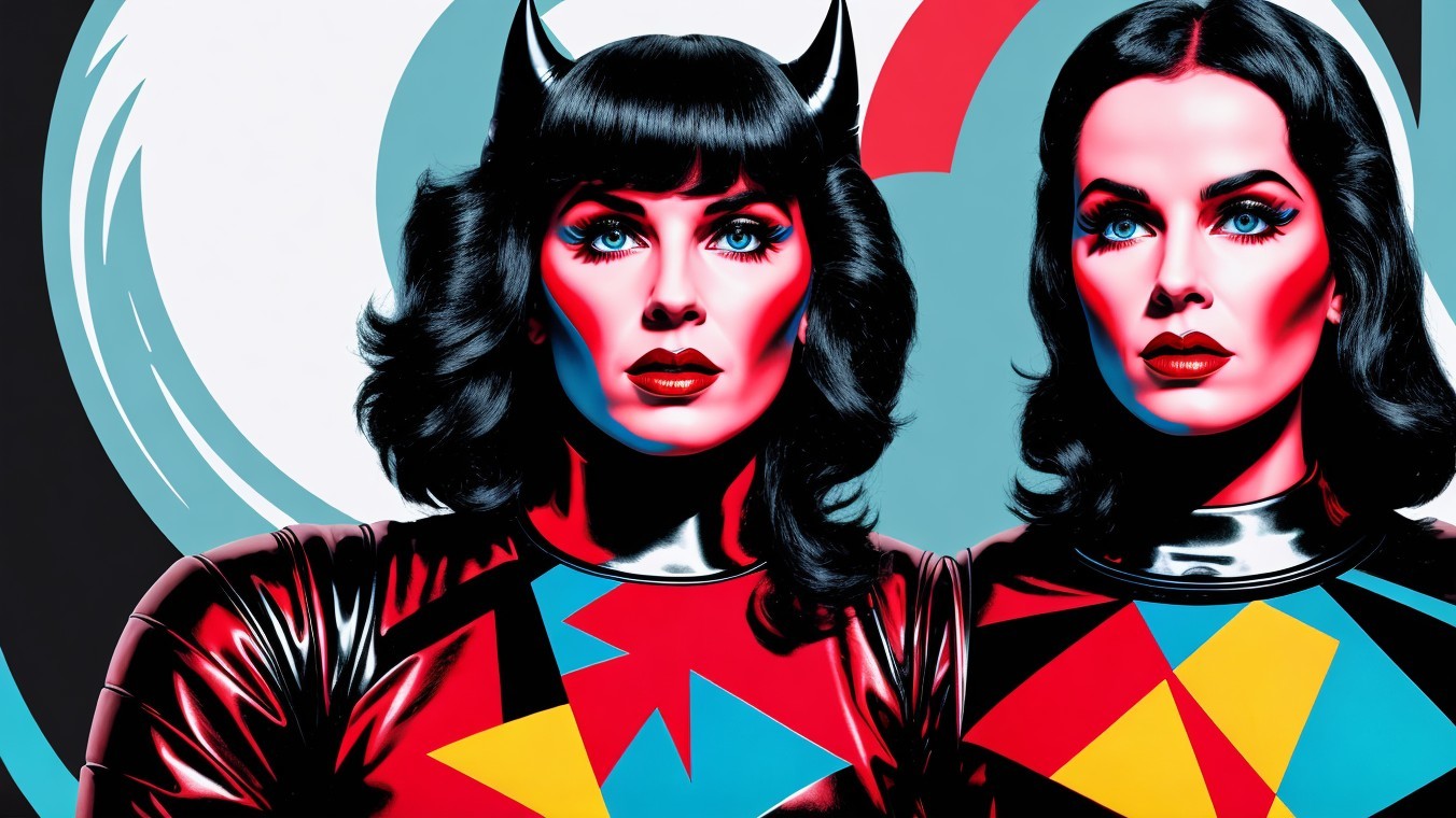 Striking Figures in Bold Geometric Pop-Art Style