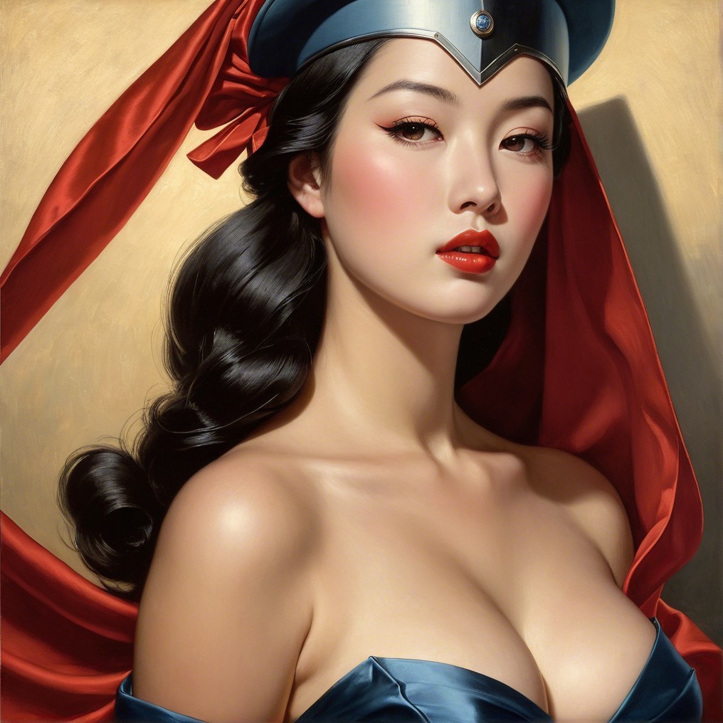 Portrait of a Woman with Elegant Features and Outfit