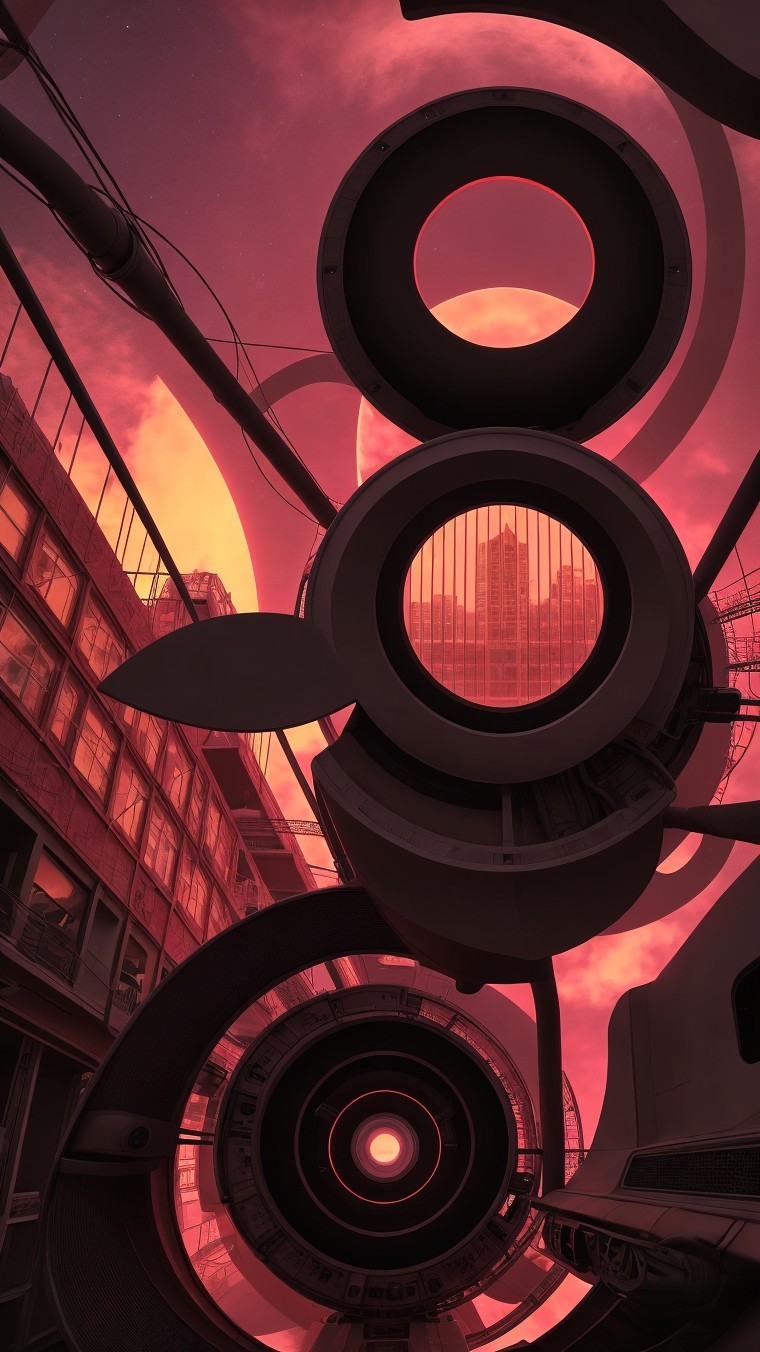 Futuristic Abstract Landscape with Circular Structures