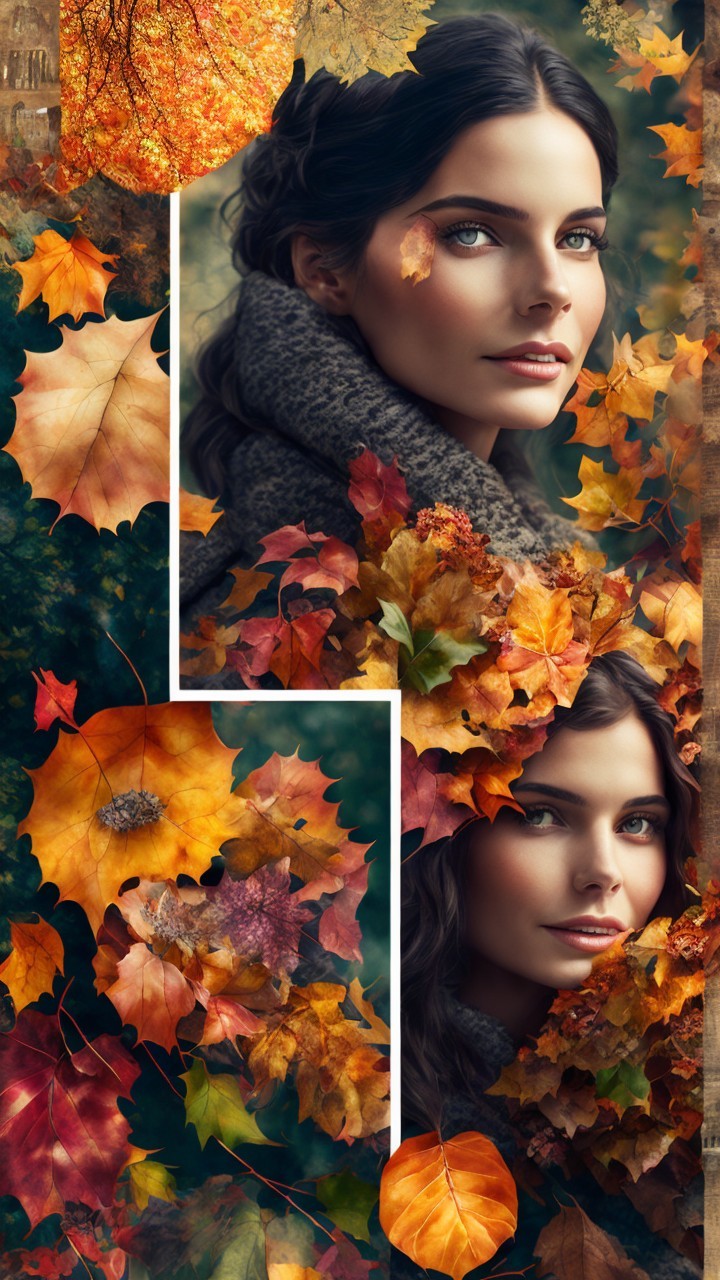 Close-Up Portrait of Woman Amid Autumn Leaves