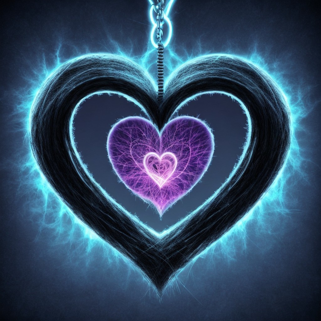 Nested Hearts with Glowing Light Effects in Digital Art
