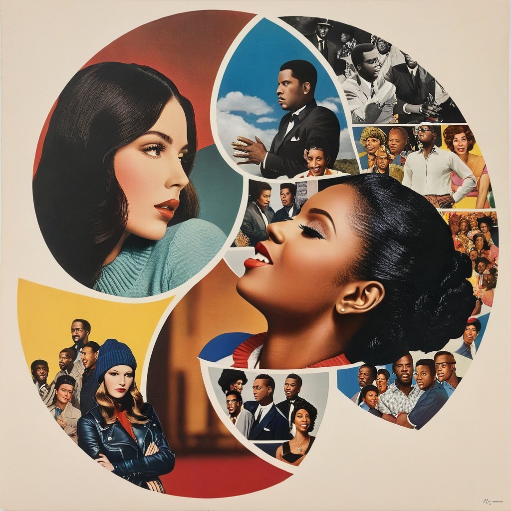 Vibrant Circular Collage Celebrating Iconic Women in Cinema