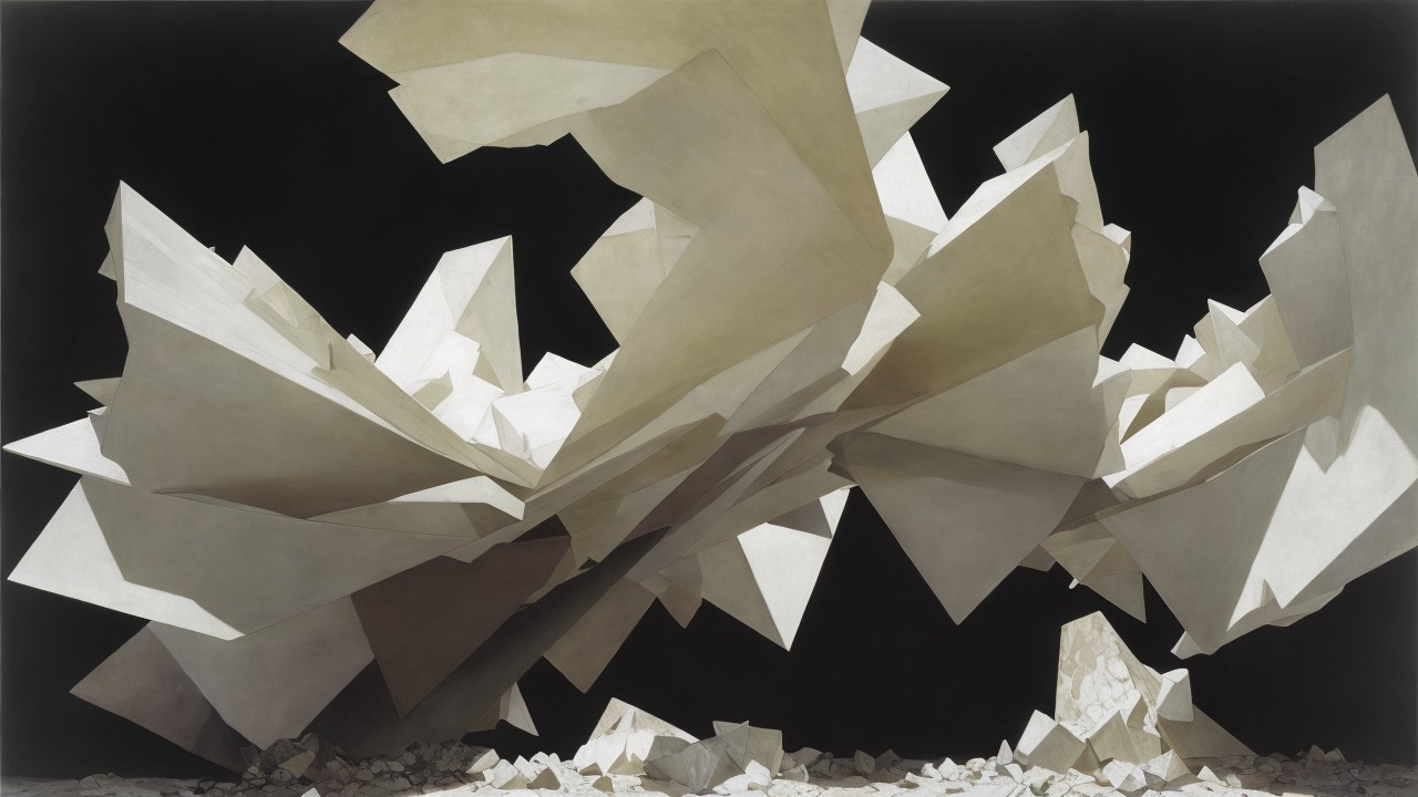 Abstract Geometric Composition in White and Dark Background