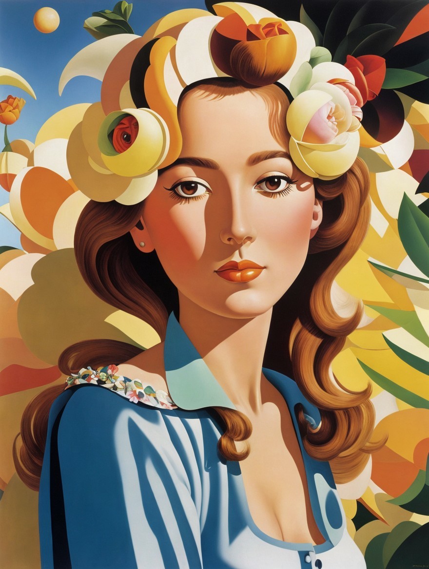 Portrait of a Young Woman with Floral Accents