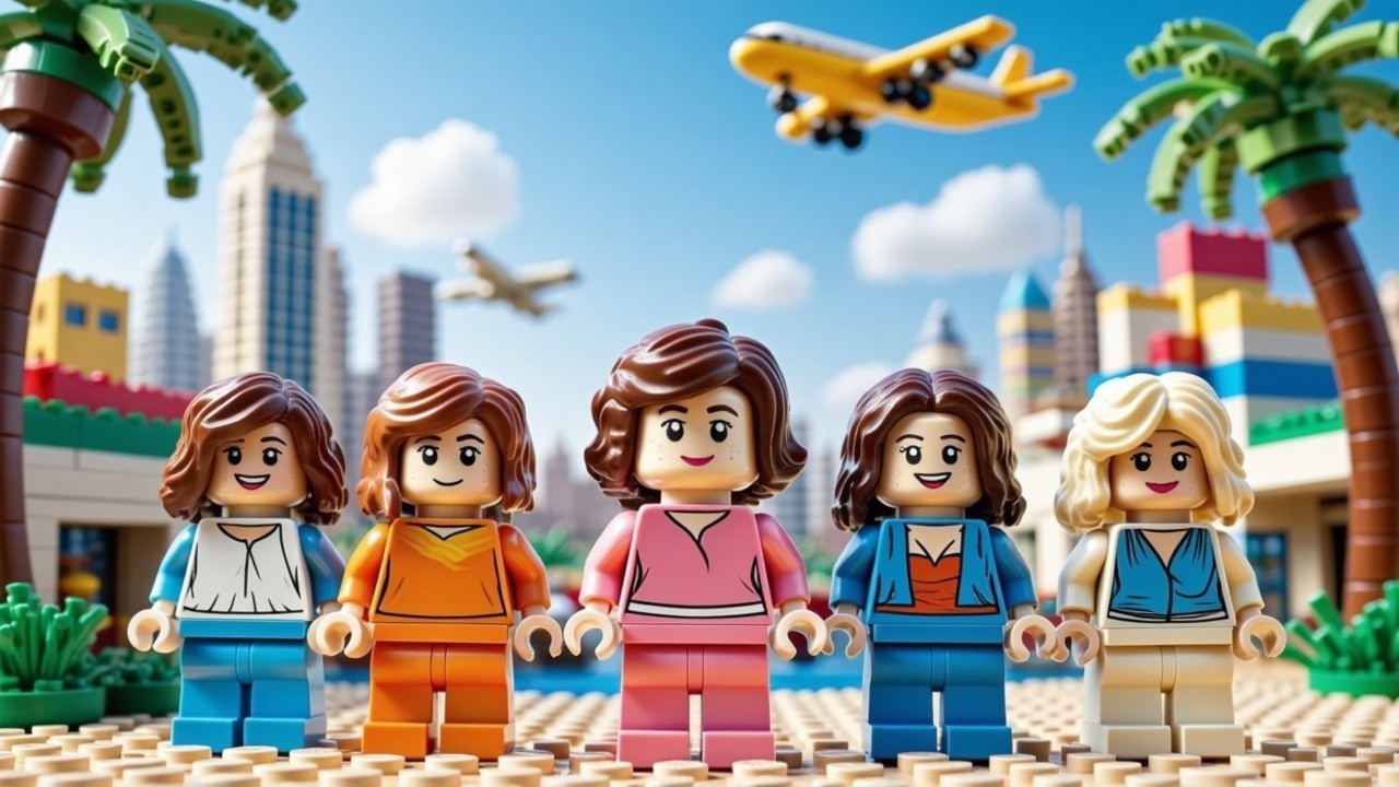 Colorful LEGO Figures in Vibrant Cityscape Setting